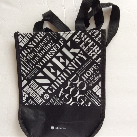 LULULEMON NAMASTE BLACK AND WHITE SHOPPING TOTE - Picture 2 of 5